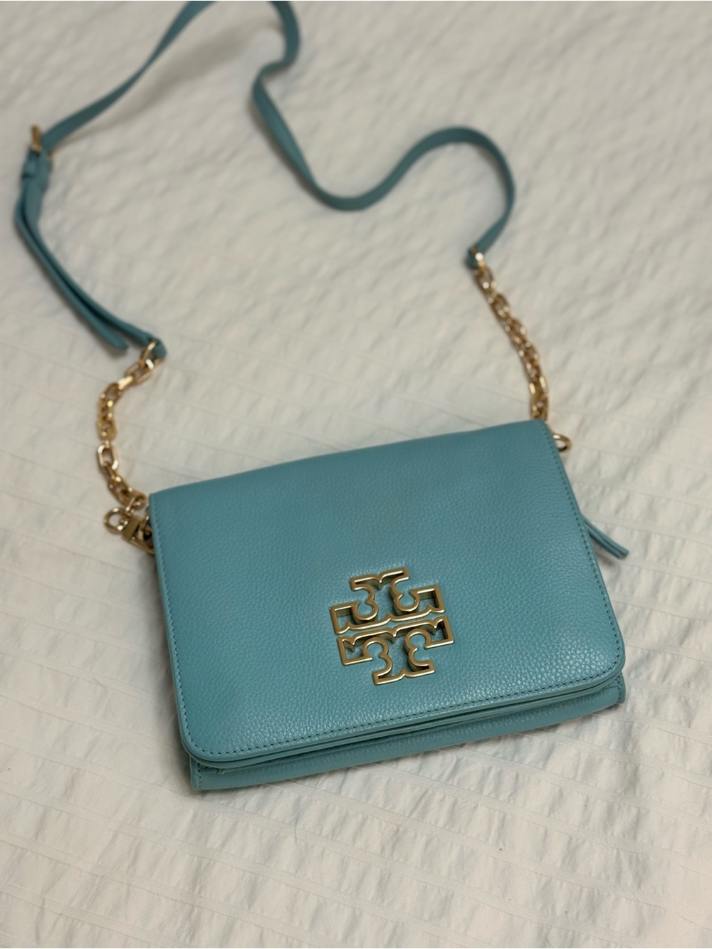 Tory Burch Britten blue cross body bag